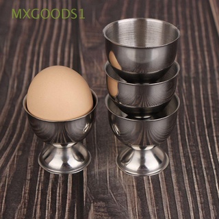 Mxgoods1 práctico huevo hervido plata acero inoxidable utensilios de cocina herramienta de cocina huevos tazas soportes de huevo