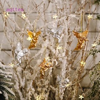 Aqtten 6 piezas de oro de navidad decoración de árbol de navidad decoraciones de navidad adornos colgantes de navidad creativo año nuevo fiesta de casa ángel colgante/Multicolor
