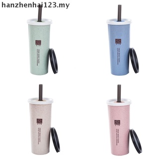 [Hanzhenhai123] taza de agua con popote Cola café tazas de paja de trigo de plástico saludable botella de bebida