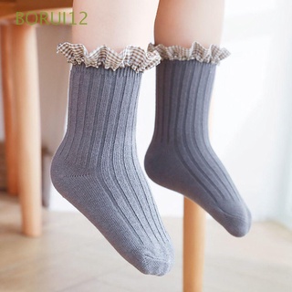 Borui12 lindas medias De algodón suaves con encaje a cuadros Para Primavera/verano/hasta la rodilla/calcetines largos multicolores
