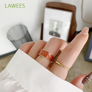 lawees 2 unids/set anillos set personalidad joyería anillos abiertos esmalte colorido moda redondo regalos metal corea esmalte anillo multicolor