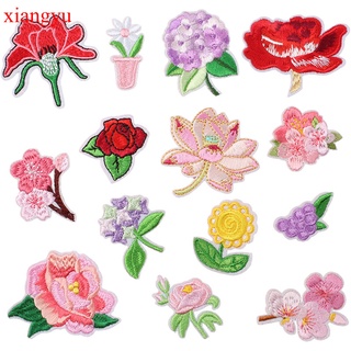 6 pzs calcomanías de flores Pactches bordados de tela de rosa/parche/parche de flor de melocotón/adhesivos termo adhesivos para niñas/ropa/par