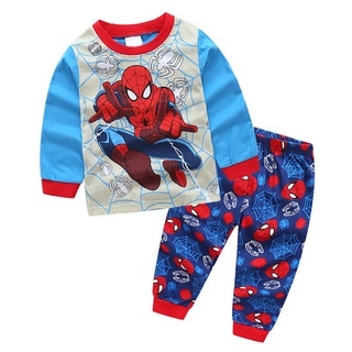 dibujos animados spiderman niños trajes primavera y otoño de manga larga de algodón de los niños pijamas conjunto de 1-6 años de edad ropa de niños