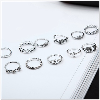 [11 piezas de moda vintage simple geométrico sol luna flor anillos para mujeres] [lindos señoras suave fina fina anillo de dedo] [regalos de joyería encantadora para niñas amigos] (7)