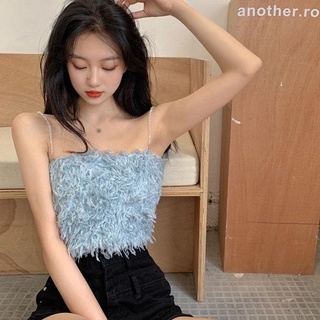 Coreano Sexy tops Tubo Superior Abajo Pluma Exterior Desgaste Camisola Mujer Slim Corto Top
