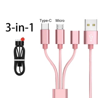 Cable De Carga USB 3 En 1 2.4A Rápida Tipo C/Rayos IPhone IOS/Android Micro