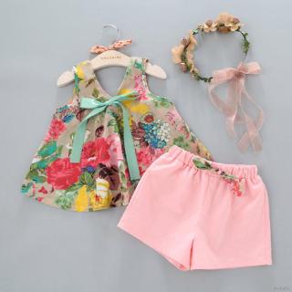 MyBaby - chaleco sin mangas con estampado Floral para niñas, verano, pantalones cortos