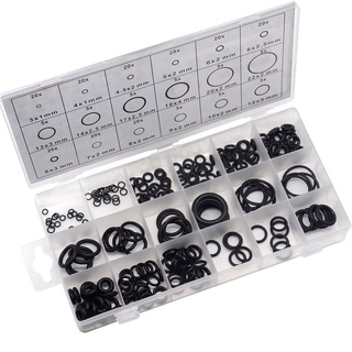 DAMIES Car Accessories O Ring Seals 225Pcs Sealing Ring Box O-Ring Washer Assortment Kit with Plactic Box Silicone Different Size Black Watertightness Rubber Gasket/Multicolor (7)