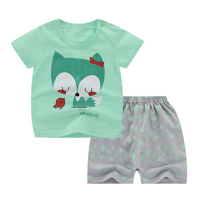 bebé de algodón casual ropa de verano de los niños de manga corta conjunto para 0-5 años bebé