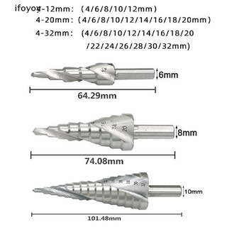 Ifoyoy Hss Step Drill Bit Set 4-12/20/32mm 1/4" Titanium Coated Hex Core Drill Bits CO
