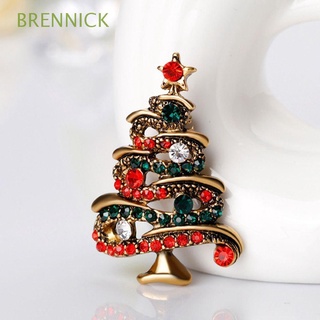 BRENNICK Charm Rhinestone Pin Regalo Joyería Árbol De Navidad Broche Mujeres Moda Lujo Calidad Superior Elegante Vintage/Multicolor