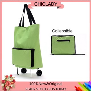 Chiclady plegable bolsa de compras reutilizable Oxford Fordable Trolley bolsas 30L sólido carro de rueda (1)