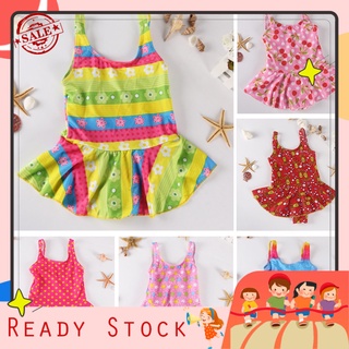 <Shopee15> moda verano niños bebé niña de dibujos animados impresión lindo traje de baño de una sola pieza trajes de baño (1)