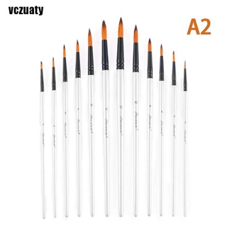 Vczuaty 12pcs Nylon Hair Wooden Handle Watercolor Paint Brush Pen Set For Learning Paint CO