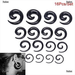 <Fudan> 16Pcs/Set Spiral Taper Flesh Tunnel Ear Stretcher Expander Stretching Plug Snail