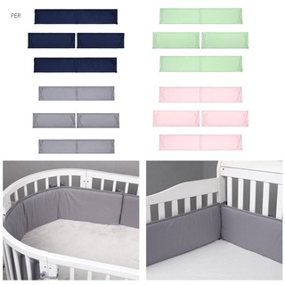 por 4 unids/set cama de bebé color sólido cuna bebé parachoques tira de cuna anticolisión anti-caída barrera para la cama de los niños