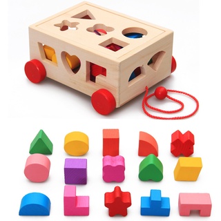 hfz bloques de madera forma clasificador caminar tirar a lo largo modelo de coche educativo niños juguete
