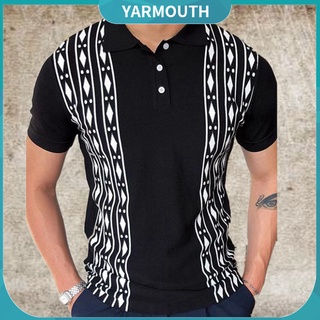 Yar_Camisa De Manga corta para hombre con cuello De color Contrastante De malla transpirable con botones