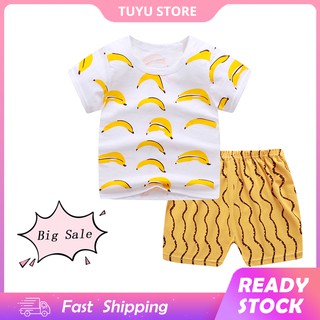 bebé niños conjunto de manga corta camisa pantalones ropa para niños pijamas camiseta patrón de plátano