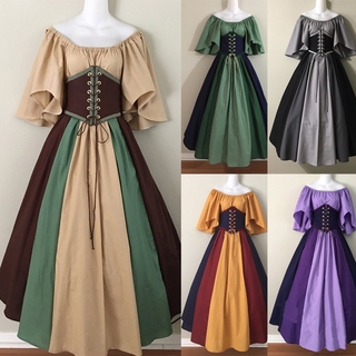 Nuevo Vestido De mujer Medieval De moda Maxi reborn/Vestido De hombro/cuello/corsé/Cintura Vintage/talla grande