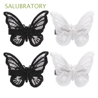 SALUBRATORY Romantic Hair Pins Lace Barrettes Headwear Hair Clips Bows Embroidery Butterfly Fashion Sweet Women Wedding