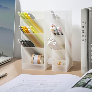 Clase dos caja de almacenamiento de soporte de bolígrafo de inserción oblicua transparente creativo ins simple bolígrafo barril escritorio de oficina papelería para estudiantes