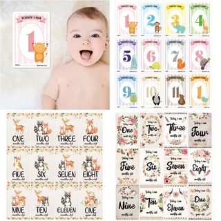 gaea* 12 Sheet Baby Monthly Milestone Cards Birth to 12 Months Photo Moment Cards Unisex Boys Girls Photo Keepsake Landmark (5)