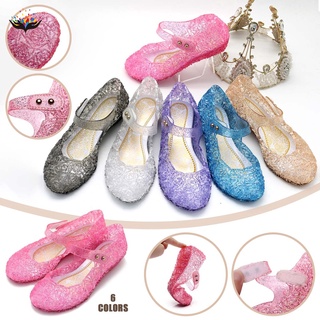 Nuevas niñas niños verano cristal jalea sandalias Frozen Anna Elsa princesa tacón alto zapatos Cosplay fiesta baile zapatos CR1 (1)
