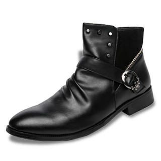 Zapatos de los hombres de la moda de alta parte superior botas de cuero botas de tobillo (talla 38 ~ 43) (1)