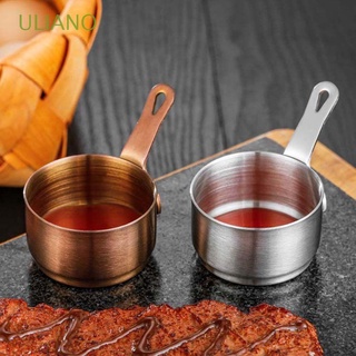 ULIANO Mini Heating Pot Rustproof Sauce dish Sauce Pan Tableware With Handle Restaurant Small Stainless steel Steak Seasoning Cup/Multicolor