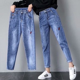 St175 Jeans mujeres sueltos cintura alta pierna ancha estudiante cintura elástica harén pantalones