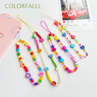 COLORFALLL Acrylic Mobile Phone Chain Colorful Lanyard for Keys Cellphone Straps Summer Jewelry Hanging Chains Cord Boho Ornament Phone Accessory Cartoon Handmade Bead Lanyard