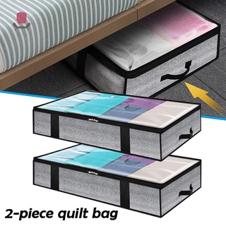 Nu support 2 bolsas de almacenamiento debajo de la cama 90L gran capacidad edredón organizador de ropa con ventana y mango doble cremallera plegable
