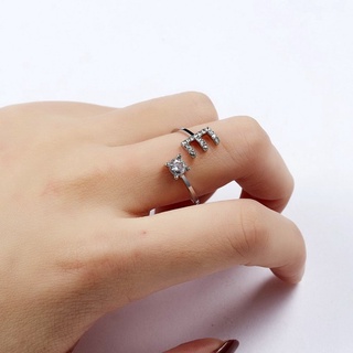 younglas iniciales de moda anillo de boda moda joyería pareja anillo nombre anillo dama de honor regalo dedo abierto ajuste par de diamantes de imitación 26 letras/multicolor (5)