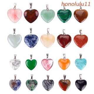 CHARMS honolulu11 20 piezas colgantes de piedra en forma de corazón, cuentas de chakra, diseño de cristal, 2 tamaños diferentes, color surtido