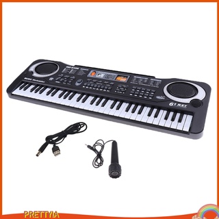 [PRETTYIA] teclado electrónico portátil de 61 teclas con micrófono para principiantes/Piano Digital