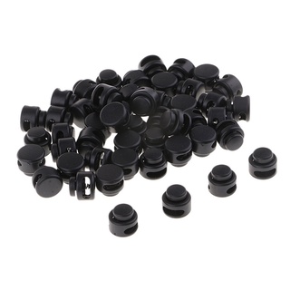 50 Pieces Plastic Toggle Spring Clasp Stops Double Holes String Cord Locks 13mm