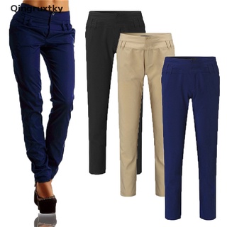 [qingruxtky] más el tamaño de la cintura media harén mujeres casual pantalones delgados rectos pantalones largos [caliente]
