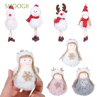 shoogii regalos blanco felpa muñeca adornos gota ángel alce colgante de navidad decoraciones festival suministros de fiesta año nuevo árbol de navidad adorno muñeco de nieve santa claus