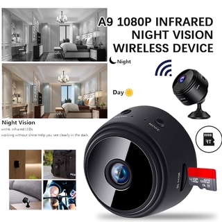 micro cámara espía A9 1080p mini WIFI batería infrarroja oculta imán - monitor de red IP WiFi inalámbrico HD 1080P cámara de seguridad para el hogar P2P ELEGANCESS co