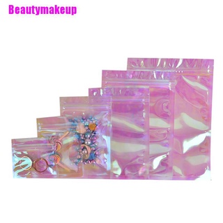 [Beautymakeup] 100 bolsas iridiscentes con cierre de cremallera de plástico holográfico B Wq