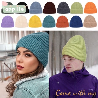 APPLE Apparel Accessories Thickened Large Size Pure Color Winter Beanies Women Wool Hat Winter Hat High Quality Warm/Multicolor