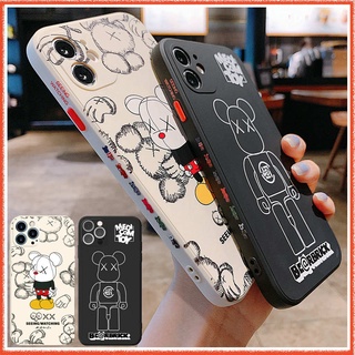 KAWS Bear iPhone 13 12 11 Pro Max 12Mini SE2020 X XR Xs Max 7 8 6 6s Plus Side Stripe Case Anime One Piece Silicone Soft Protective Cover
