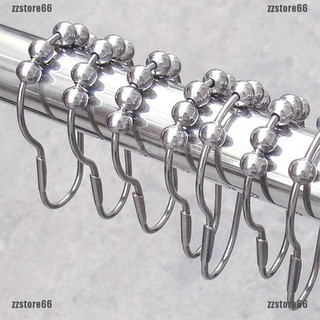 Zzstore66* 12 piezas de níquel satinado pulido 5 rodillos de bola de ducha anillos de cortina de baño