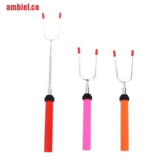 【ambiel】Telescoping BBQ Fork Roasting Sticks Marshmallow Hot Dog Smore (9)
