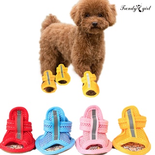 [tdgl dogware] 4 piezas zapatos para mascotas de color sólido antideslizante suela de goma sandalias de perro zapatos para exteriores