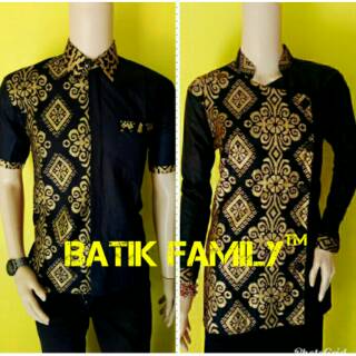Pekalongan pareja moda Batik camisa en oro negro exclusivo más vendido 2018