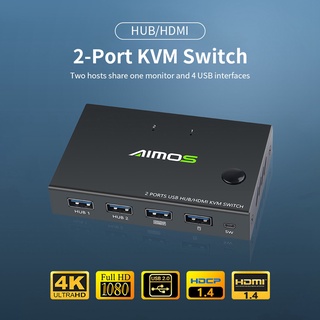 [Hot Sale]AIMOS 2-Port HDMI KVM Switch Support 4Kx2K@30Hz HDMI KVM Switcher for Keyboard Mouse Printer U-Disk HUB (7)