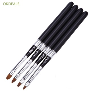 OKDEALS DIY Nail Painting Brush Acrylic Nail Art Pen Detachable Drawing Manicure Tools 4 Types UV Gel Polish Extension Builder