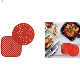 Reusable Air Fryer Silicone Liners 8 Inch Round 7.5 Inch Square Basket Mats Air Fryer Tray Accessories Red